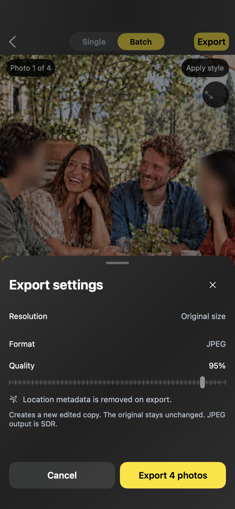 Exportieren — deine Kopie, deine Einstellungen