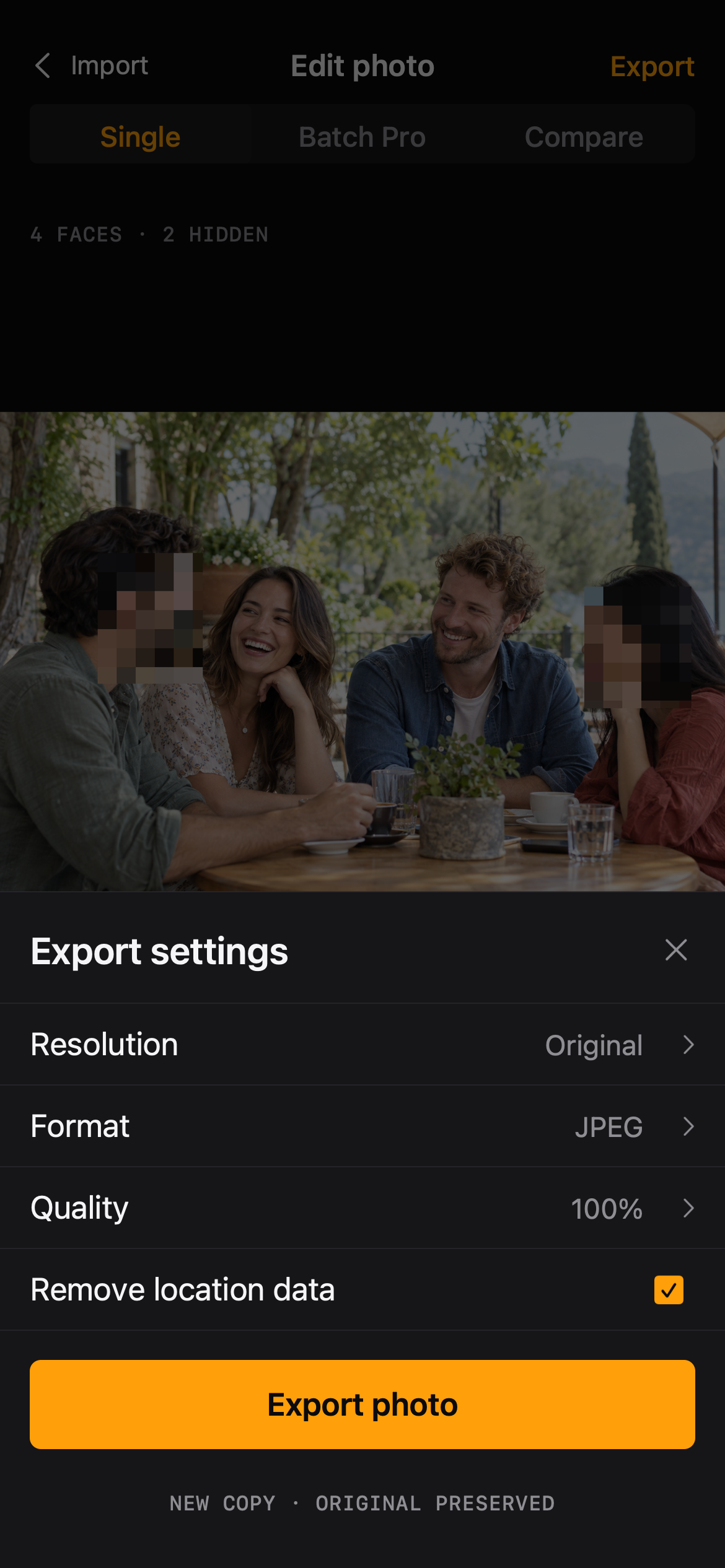 Compare and export